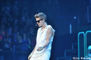 Justin Bieber performing in 2012.
